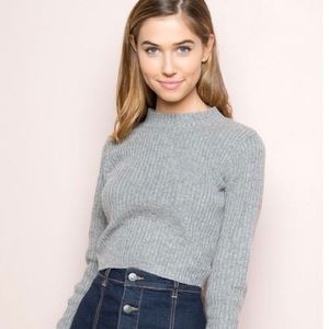 Brandy Melville Grey Mock Neck Knit Top